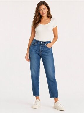 Express Boyfriend Jeans Women’s Size 6 Mid Rise Stretch Denim Casual Blue Jeans